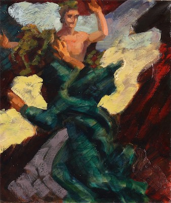 Theodosius & St Ambrose; oil on canvas, 35 x 30 cm, 2008